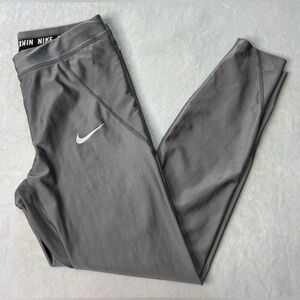 Nike Gray Active Leggings with White Swoosh